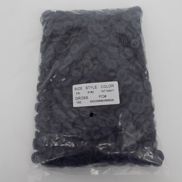Navy Blue 4 hole 24L Button 5/8" 15.3mm 10 Gross 1440 buttons Flat Opaque - Picture 1 of 4